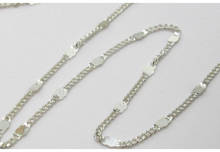 Sterling Silver Satellite Curb Chain by 10cm Chain Findings for Handmade Pure Fine Jewelry Making Wholesale Bulk