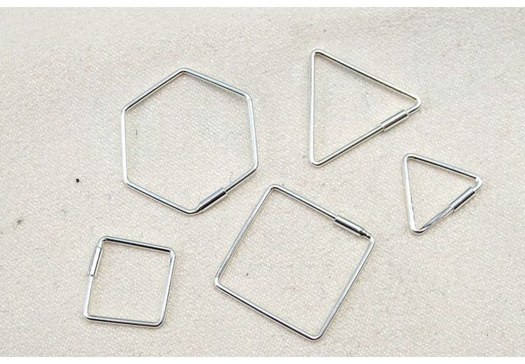 Cutout Triangle Square Hexagon Earring Hooks Hoops 11-22 mm 925 Sterling Silver Wires Charms Findings for Handmade Jewelry Making Wholesale