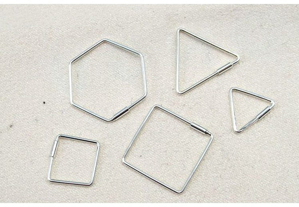 Cutout Triangle Square Hexagon Earring Hooks Hoops 11-22 mm 925 Sterling Silver Wires Charms Findings for Handmade Jewelry Making Wholesale