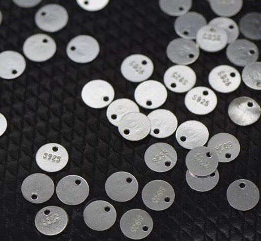 Sterling Silver Round Stamping Blank Tag Charm Pendant 5mm Charms Findings for Handmade Pure Fine Jewelry Making Wholesale Bulk