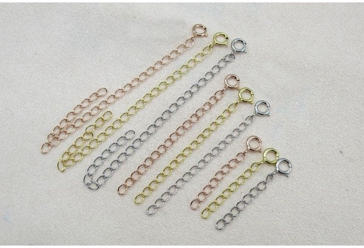 Sterling Silver Chain Extender with Spring Ring Clasp  3 5 8 cm Chains Findings for Handmade Pure Fine Jewelry Making Wholesale Bulk