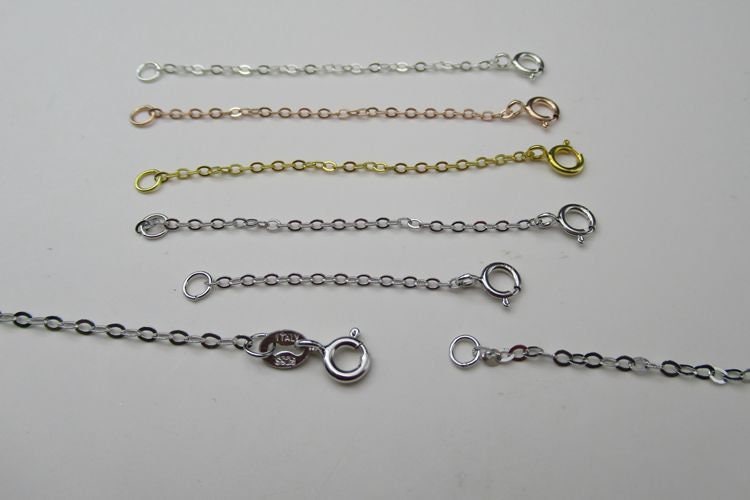 Sterling Silver Chain Extender with Loop and Spring Ring Clasp 3.8 5.8cm Chain Findings for Handmade Pure Fine Jewelry Making Wholesale Bulk