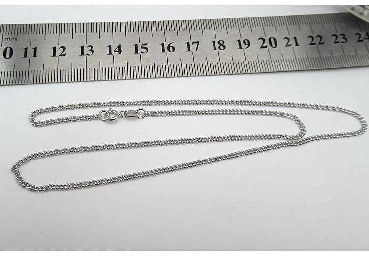 Sterling Silver Curb Chain Neclace with Clasp 45cm Chain Findings for Handmade Pure Fine Jewelry Making Wholesale Bulk