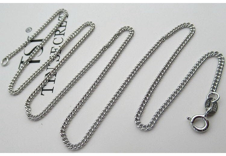 Sterling Silver Curb Chain Neclace with Clasp 45cm Chain Findings for Handmade Pure Fine Jewelry Making Wholesale Bulk