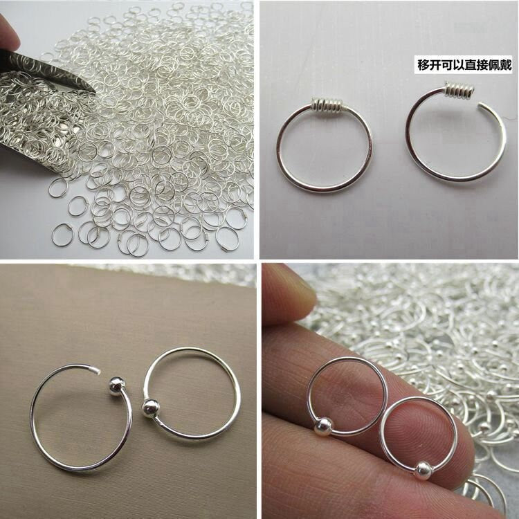 Sterling Silver Ball Hoop Earrings 8 10 12 15mm Earring Findings for Handmade Pure Fine Jewelry Making Wholesale Bulk