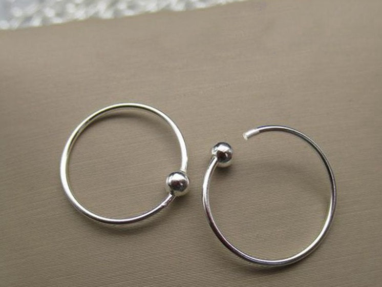 Sterling Silver Ball Hoop Earrings 8 10 12 15mm Earring Findings for Handmade Pure Fine Jewelry Making Wholesale Bulk