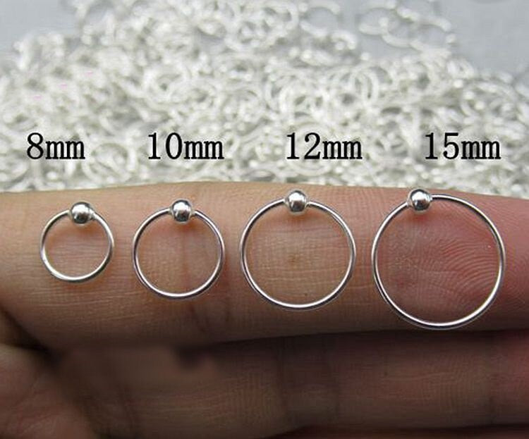 Sterling Silver Ball Hoop Earrings 8 10 12 15mm Earring Findings for Handmade Pure Fine Jewelry Making Wholesale Bulk