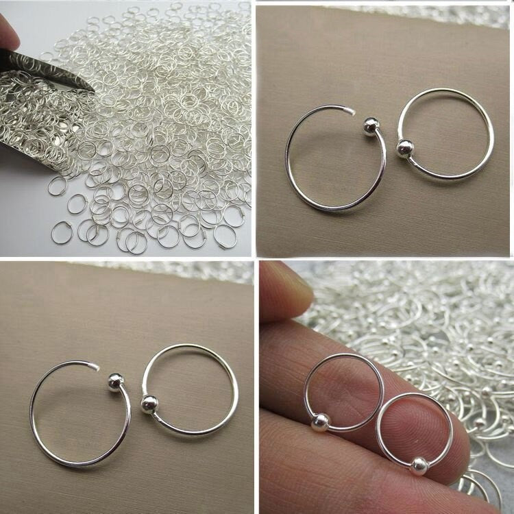 Sterling Silver Ball Hoop Earrings 8 10 12 15mm Earring Findings for Handmade Pure Fine Jewelry Making Wholesale Bulk