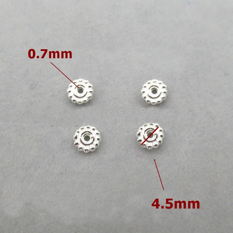 Sterling Silver Daisy Flower Spacer Beads 4.5mm Charms Findings for Handmade Pure Fine Jewelry Making Wholesale Bulk