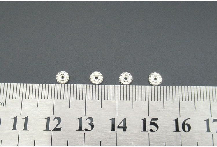 Sterling Silver Daisy Flower Spacer Beads 4.5mm Charms Findings for Handmade Pure Fine Jewelry Making Wholesale Bulk