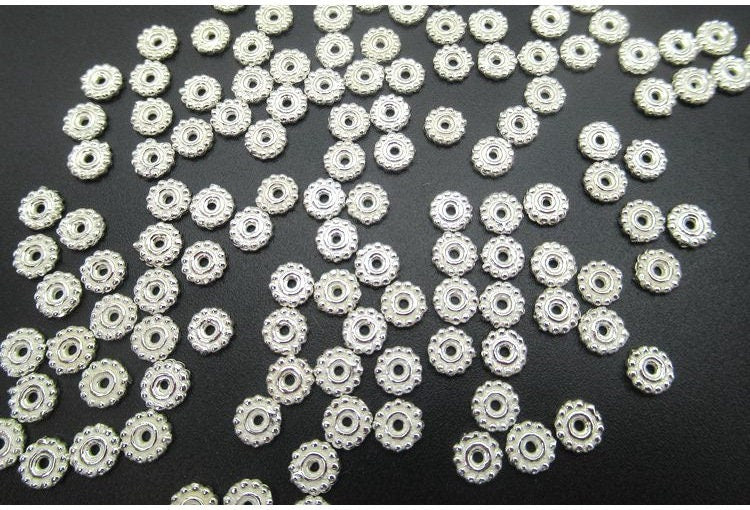 Sterling Silver Daisy Flower Spacer Beads 4.5mm Charms Findings for Handmade Pure Fine Jewelry Making Wholesale Bulk