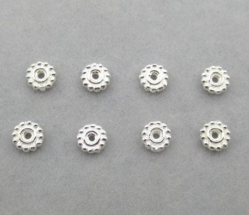 Sterling Silver Daisy Flower Spacer Beads 4.5mm Charms Findings for Handmade Pure Fine Jewelry Making Wholesale Bulk