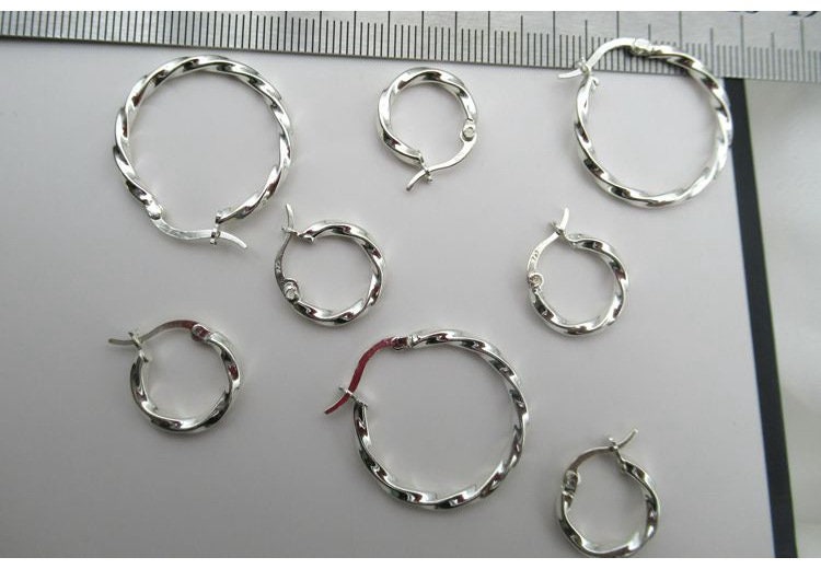 Sterling Silver Hoop Earrings 15 25mm Earring Findings for Handmade Pure Fine Jewelry Making Wholesale Bulk