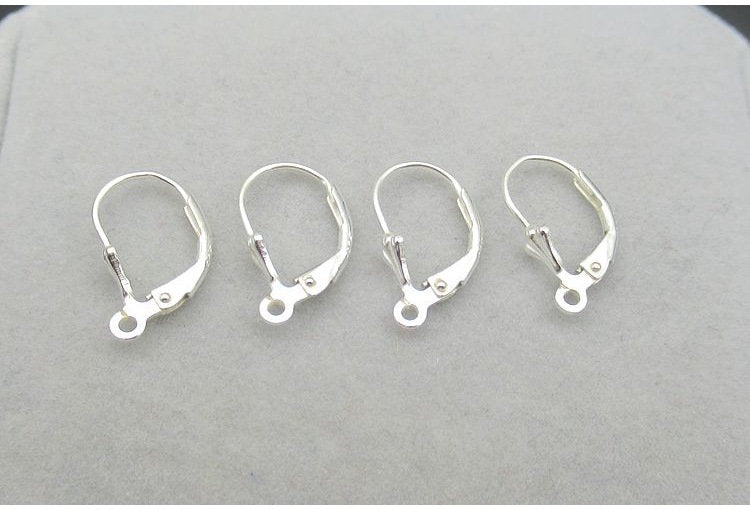 Sterling Silver Leverback Earrings Wires Hooks 9x17mm Earring Findings for Handmade Pure Fine Jewelry Making Wholesale Bulk