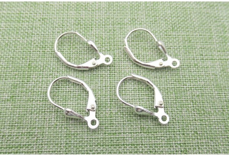 Sterling Silver Round Leverback Earring Wires Hooks 13.5mm Earring