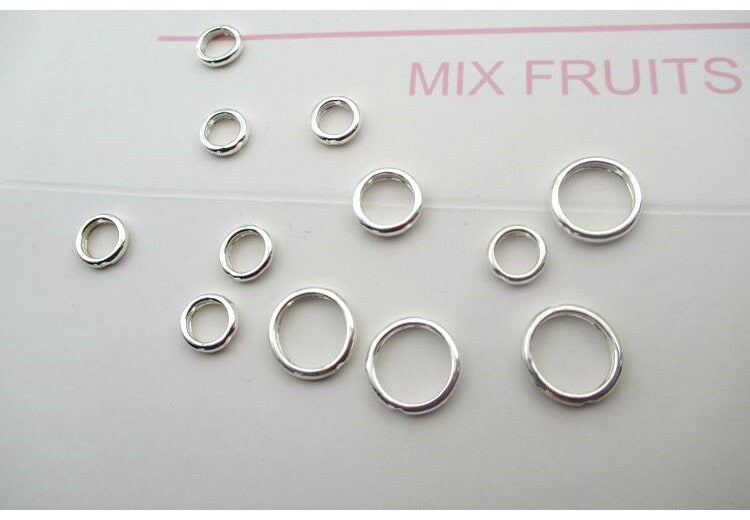 Sterling Silver Hoop Ring Beads Bails with Holes 8 10 12 mm Findings for Handmade Pure Fine Jewelry Making Wholesale Bulk