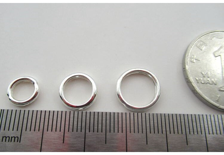 Sterling Silver Hoop Ring Beads Bails with Holes 8 10 12 mm Findings for Handmade Pure Fine Jewelry Making Wholesale Bulk