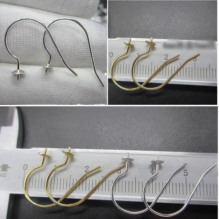 Sterling Silver Earring Fish Wires Hook 23mm Earring Findings for Handmade Pure Fine Jewelry Making Wholesale Bulk