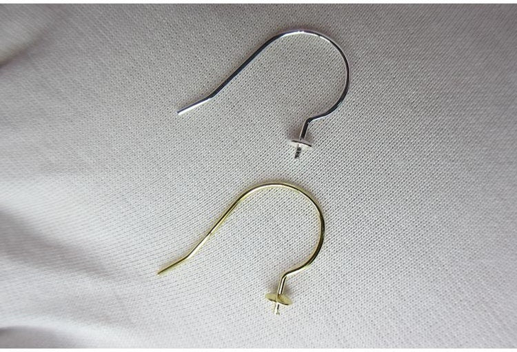 Sterling Silver Earring Fish Wires Hook 23mm Earring Findings for Handmade Pure Fine Jewelry Making Wholesale Bulk