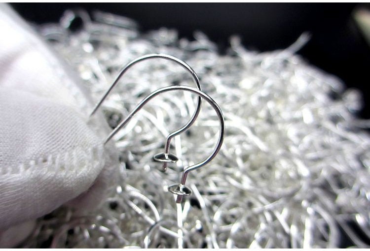 Sterling Silver Earring Fish Wires Hook 23mm Earring Findings for Handmade Pure Fine Jewelry Making Wholesale Bulk