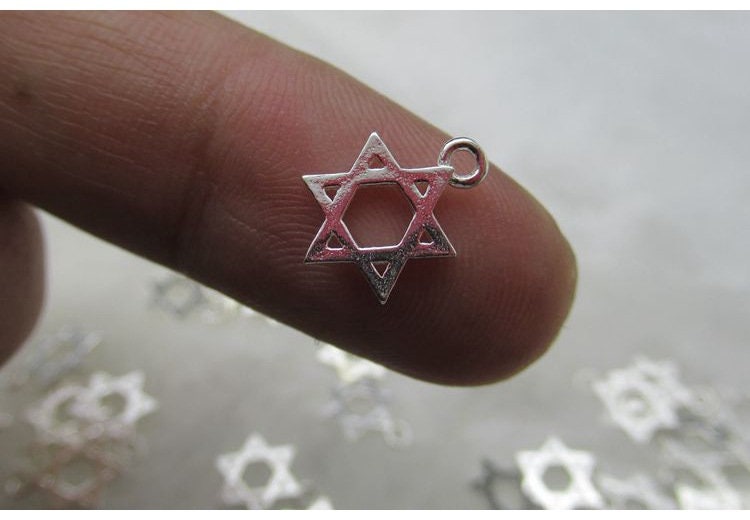 Sterling Silver 6 Point Star of David Charm Pendant 9mm Charm Findings for Handmade Pure Fine Jewelry Making Wholesale Bulk