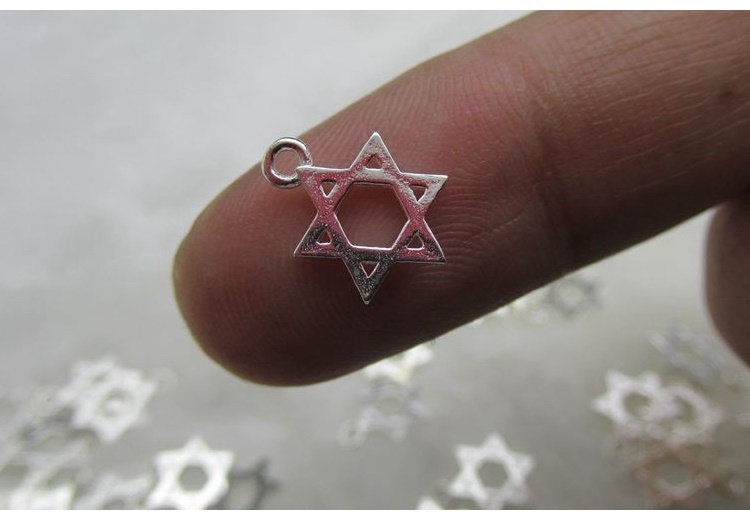 Sterling Silver 6 Point Star of David Charm Pendant 9mm Charm Findings for Handmade Pure Fine Jewelry Making Wholesale Bulk