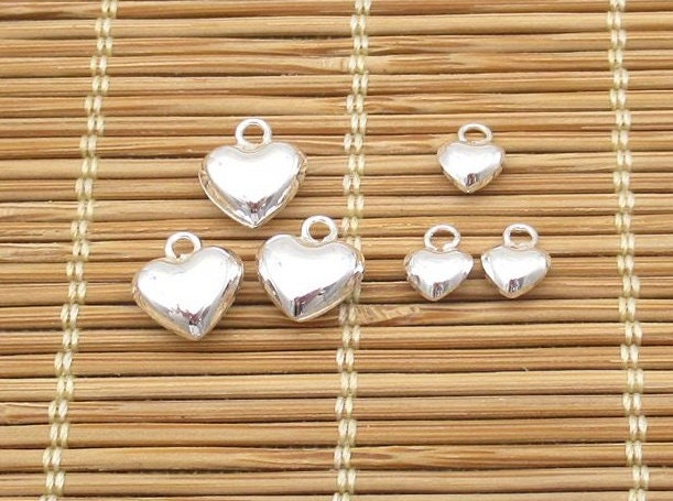 Sterling Silver Heart Charm Pendant 5 8 mm Charms Findings for Handmade Pure Fine Jewelry Making Wholesale Bulk