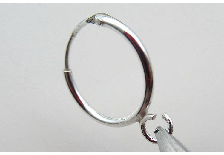 Sterling Silver Earring Hoop with Open Loop 13 20 30 mm Earring Findings for Handmade Pure Fine Jewelry Making Wholesale Bulk