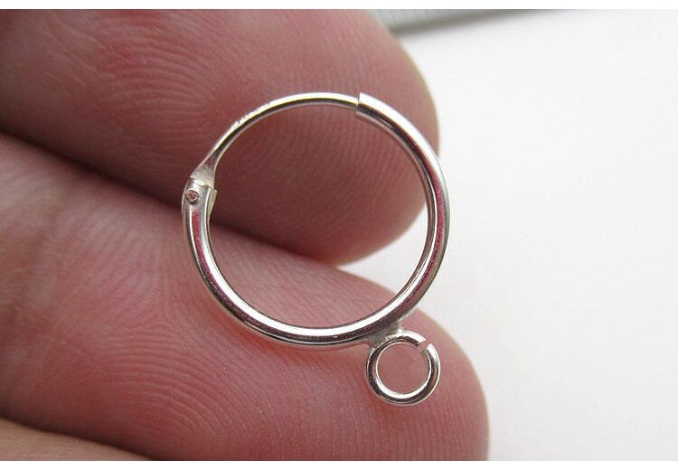 Sterling Silver Earring Hoop with Open Loop 13 20 30 mm Earring Findings for Handmade Pure Fine Jewelry Making Wholesale Bulk