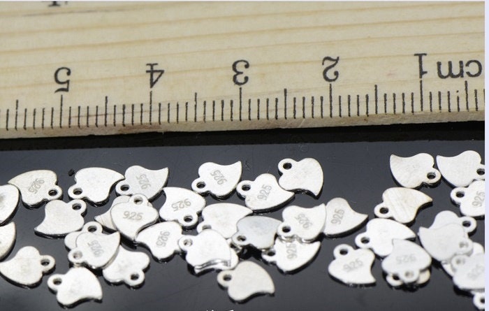 Sterling Silver Heart Stamping Blank Tag Charm Pendant 5mm Charms Findings for Handmade Pure Fine Jewelry Making Wholesale Bulk