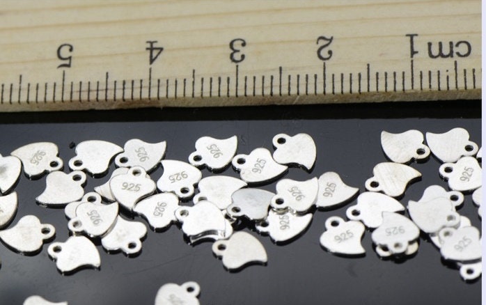 Sterling Silver Heart Stamping Blank Tag Charm Pendant 5mm Charms Findings for Handmade Pure Fine Jewelry Making Wholesale Bulk