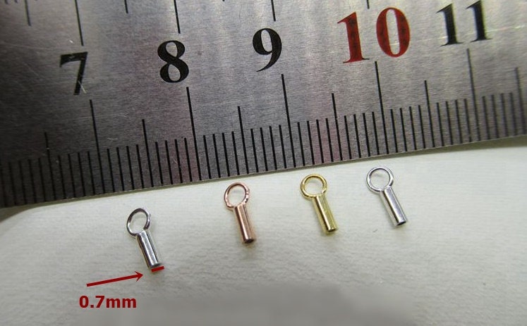 Sterling Silver Crimp Tube End Cap with Loop 0.7mm Chain Findings for Handmade Pure Fine Jewelry Making Wholesale Bulk