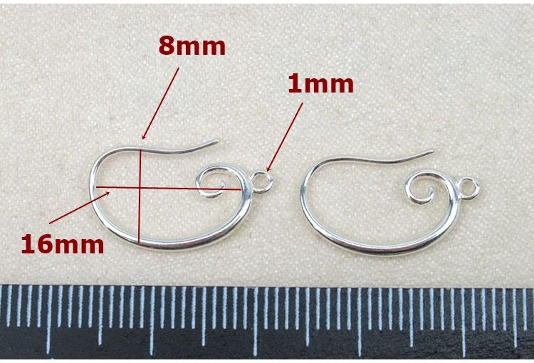 Sterling Silver Earring Hook Ear Wire Fishhook With Loop 8x16mm Earring Findings for Handmade Pure Fine Jewelry Making Wholesale Bulk