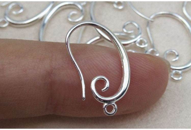 Sterling Silver Earring Hook Ear Wire Fishhook With Loop 8x16mm Earring Findings for Handmade Pure Fine Jewelry Making Wholesale Bulk