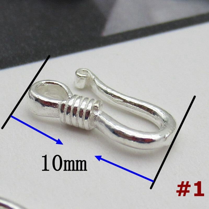 Sterling Silver Hook Clasp 10mm Earring Findings for Handmade Pure Fine Jewelry Making Wholesale Bulk