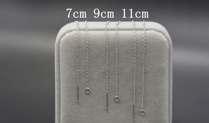 Sterling Silver Cable Chain Threaders Ear Piercing Loop 7 9 11cm Earring Findings for Handmade Pure Fine Jewelry Making Wholesale Bulk