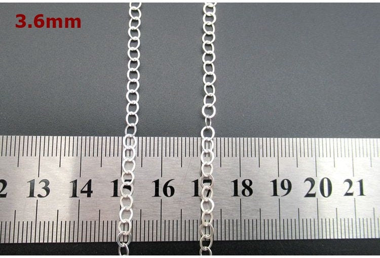 Sterling Silver Cable Cross Chain 3.6mm by 10cm Findings for Handmade Pure Fine Jewelry Making Wholesale Bulk