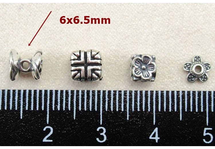 Sterling Silver Rose Spacer Beads 6x6.5mm Bracelet Findings for Handmade Pure Fine Jewelry Making Wholesale Bulk