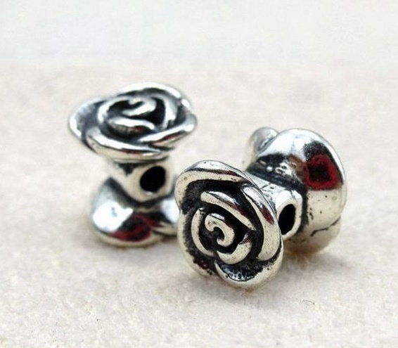 Sterling Silver Rose Spacer Beads 6x6.5mm Bracelet Findings for Handmade Pure Fine Jewelry Making Wholesale Bulk