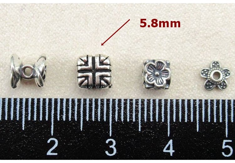 Sterling Silver Cube Spacer Beads 5.8mm Bracelet Findings for Handmade Pure Fine Jewelry Making Wholesale Bulk