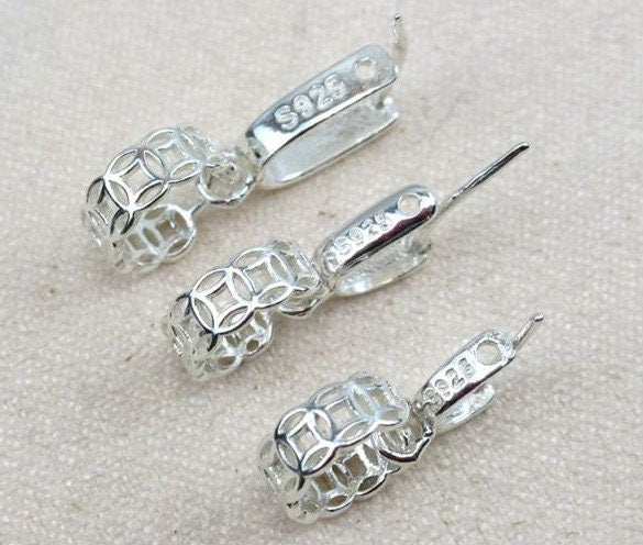 Sterling Silver Pinch Bail 3x3; 3.7x3.7; 5x6mm Pendant Findings for Handmade Pure Fine Jewelry Making Wholesale Bulk