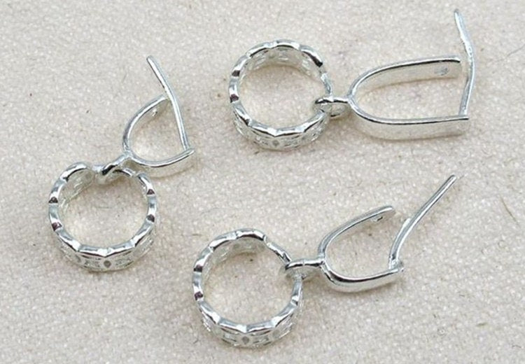 Sterling Silver Pinch Bail 3x3; 3.7x3.7; 5x6mm Pendant Findings for Handmade Pure Fine Jewelry Making Wholesale Bulk