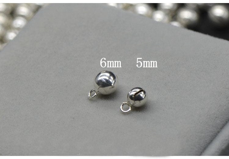 Sterling Silver Bells Spacer Bead Bail Charms 5 6 mm Pendant Findings for Handmade Pure Fine Jewelry Making Wholesale Bulk