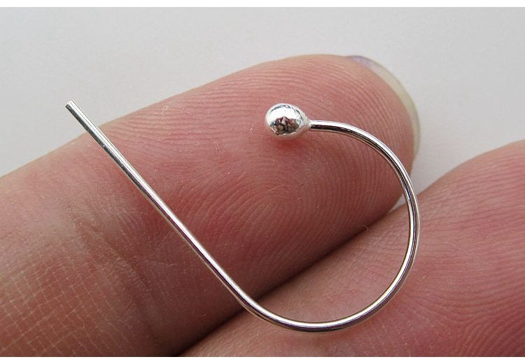 Sterling Silver Fish Hook Earring Wires 10mm Earring Findings for Handmade Pure Fine Jewelry Making Wholesale Bulk