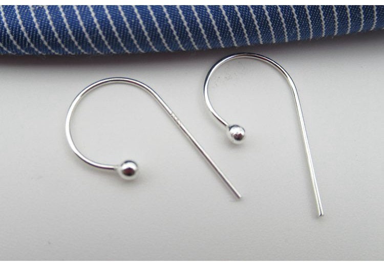 Sterling Silver Fish Hook Earring Wires 10mm Earring Findings for Handmade Pure Fine Jewelry Making Wholesale Bulk