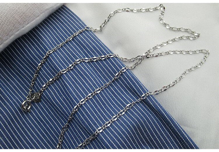 Sterling Silver Cable Chain Necklace with Spring Ring Buckle 45 cm Chain Findings for Handmade Pure Fine Jewelry Making Wholesale Bulk