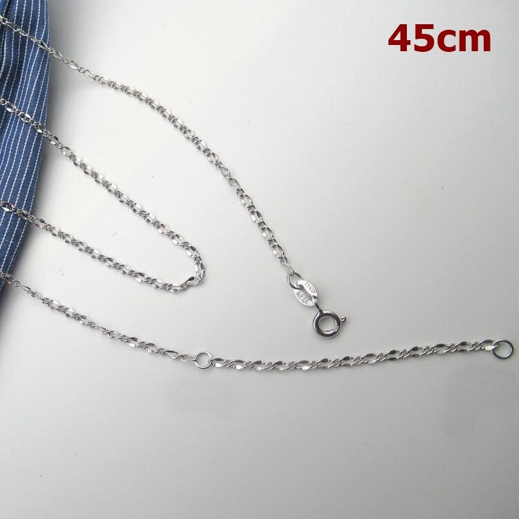 Sterling Silver Cable Chain Necklace with Spring Ring Buckle 45 cm Chain Findings for Handmade Pure Fine Jewelry Making Wholesale Bulk