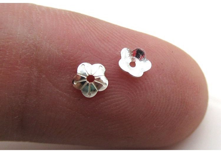 Sterling Silver Flower Bead Cap 4 mm Beads Findings for Handmade Pure Fine Jewelry Making Wholesale Bulk