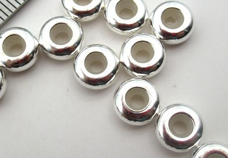 Sterling Silver Donut Spacer Beads  5 6 7 8 mm Beads Findings for Handmade Pure Fine Jewelry Making Wholesale Bulk