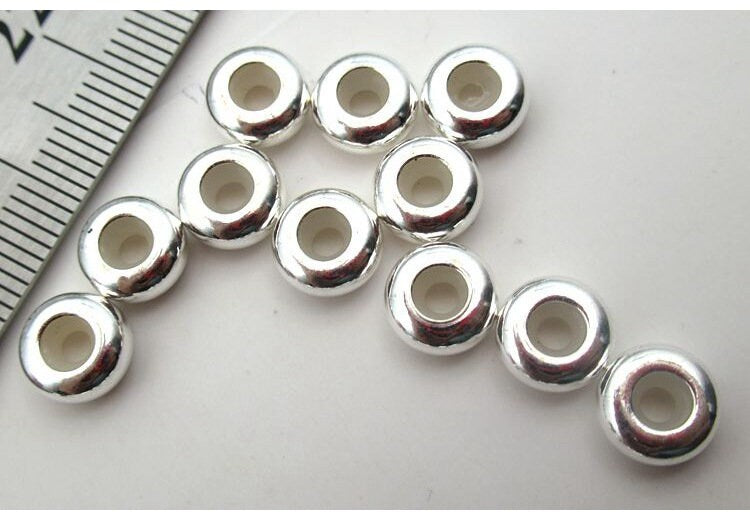 Sterling Silver Donut Spacer Beads  5 6 7 8 mm Beads Findings for Handmade Pure Fine Jewelry Making Wholesale Bulk